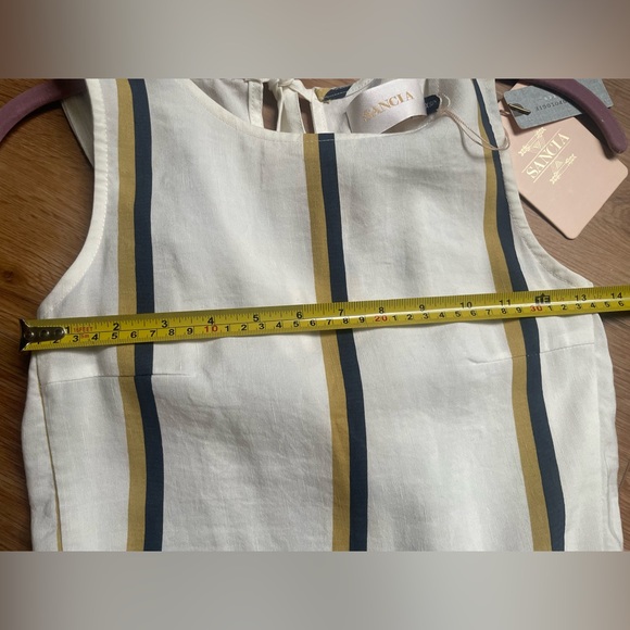 Anthropologie Sancia Bonneau white, blue, yellow striped midi dress, size XSP - Picture 6 of 8